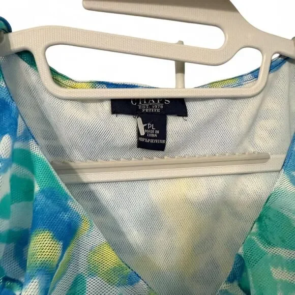 Y2K Baby Doll Style Blue & Green floral tie dye sleeveless top | Chaps, size PL - Picture 4 of 8